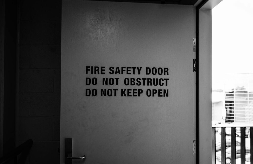 safety sign on door